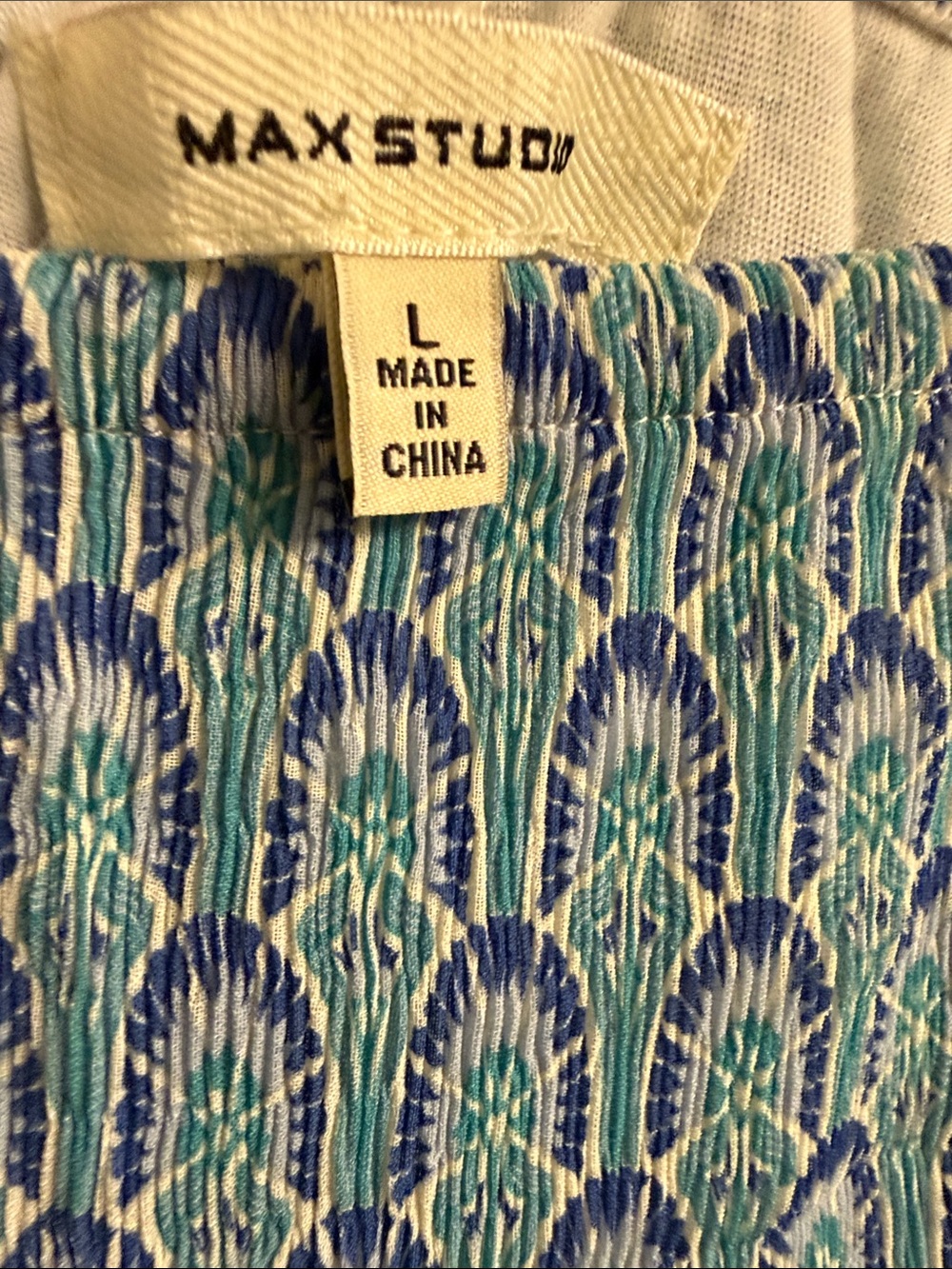 Max Studio Teal, Blue & White Printed Pull On Skirt - Picture 2 of 7